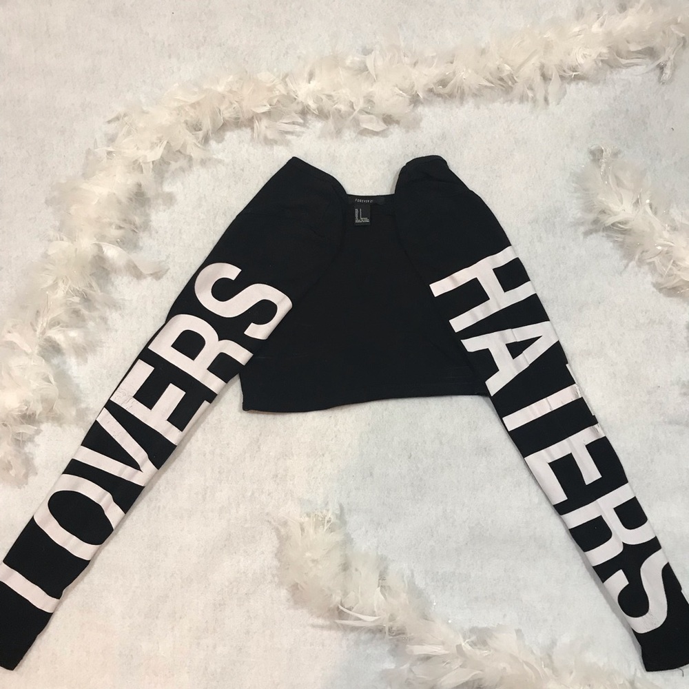 Dramatic B&W Lovers/Haters Crop Top